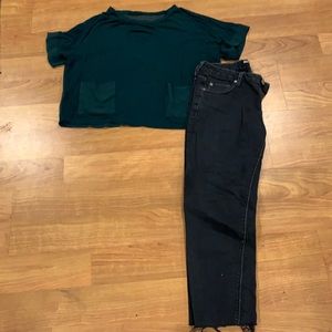 Black jeans and green top